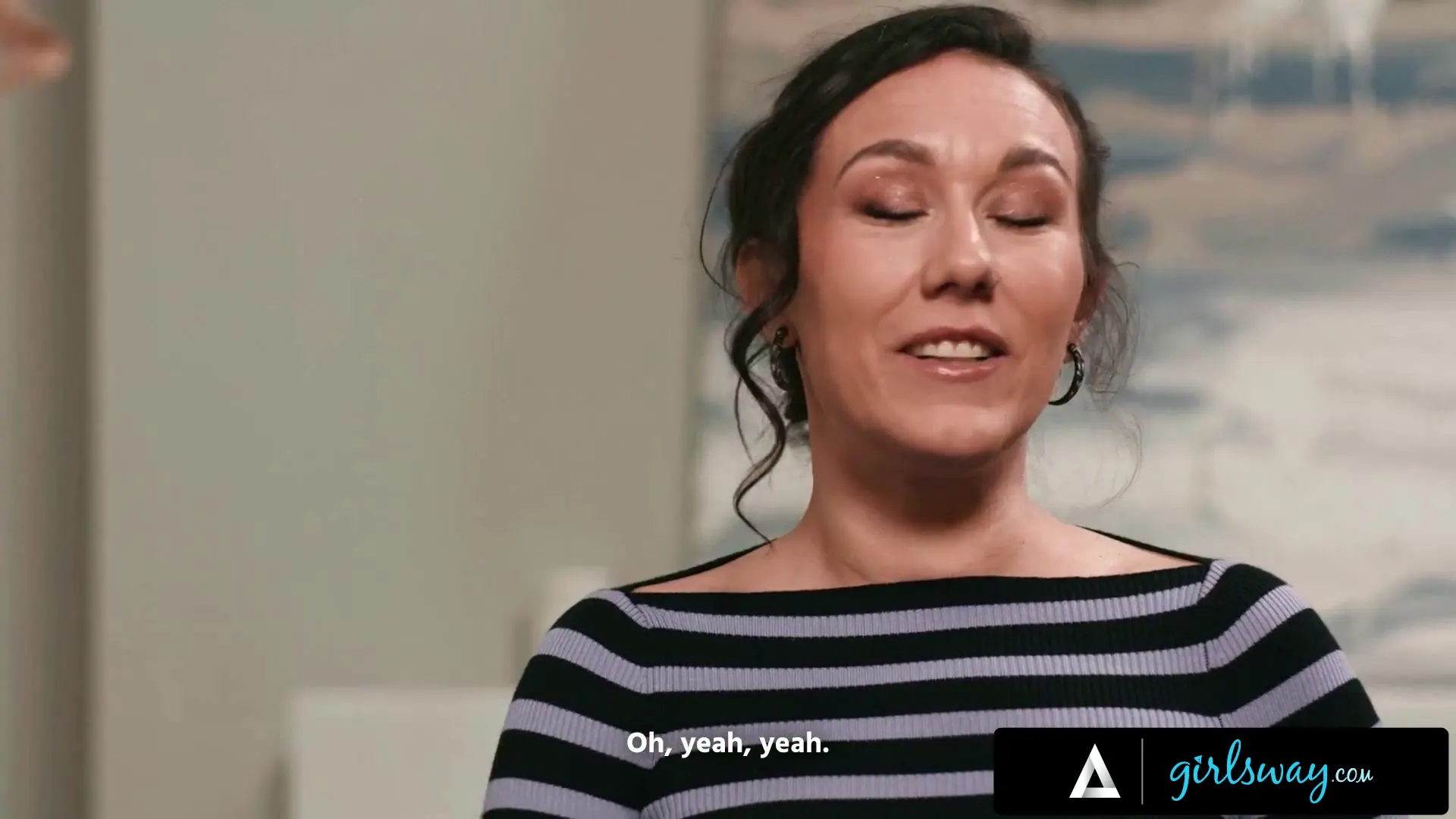 Moment at 02:27 in GIRLSWAY - MILF Charlie Forde Reveals She Likes Sinn Sage &amp_ Turns Neighbor Rivalry Into Romantic Sex