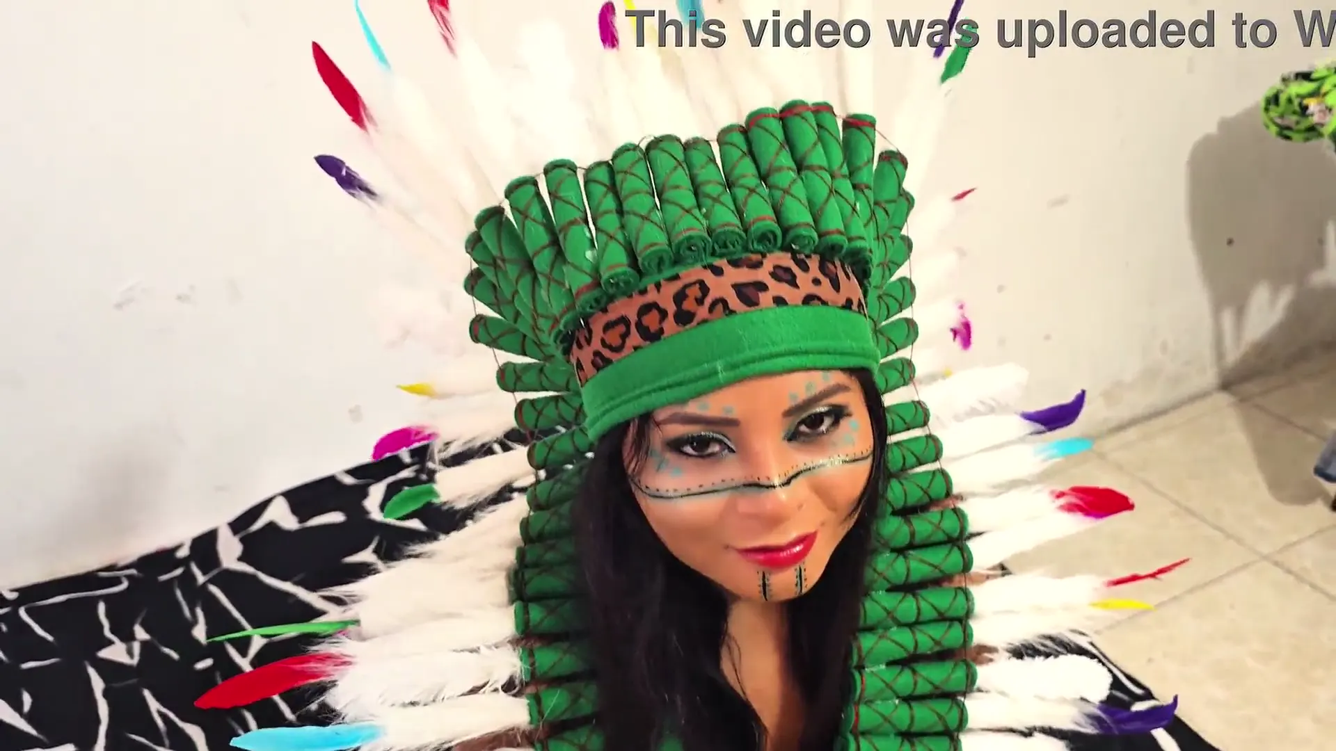 Moment at 03:57 in Extremely wild sexy tribal girl wearing traditional loincloth and giant feather crown gets dirty and fucked hard by Colombian studs in an insane hot sexual encounter after World Cup Part 1