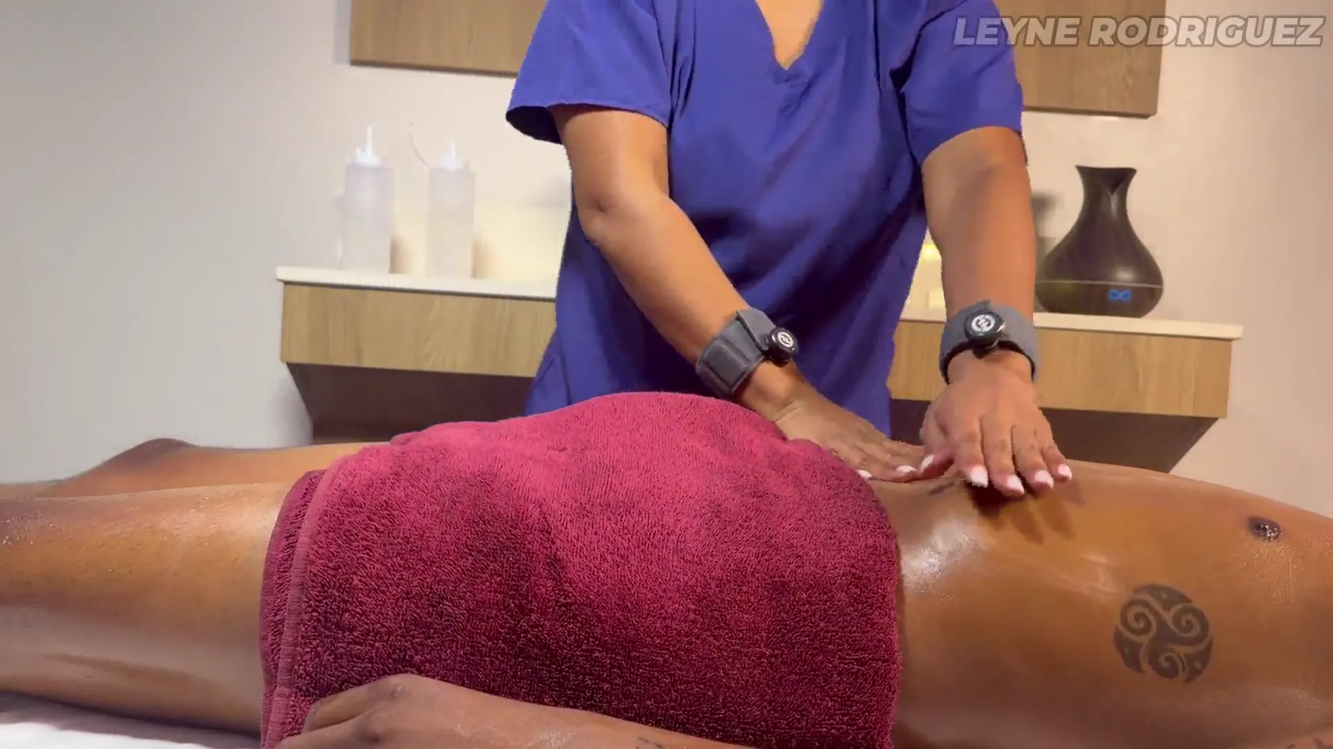 Moment at 09:47 in Leyne Rodriguez - Mindful Touch &amp_ Stress Reducing Massage Session