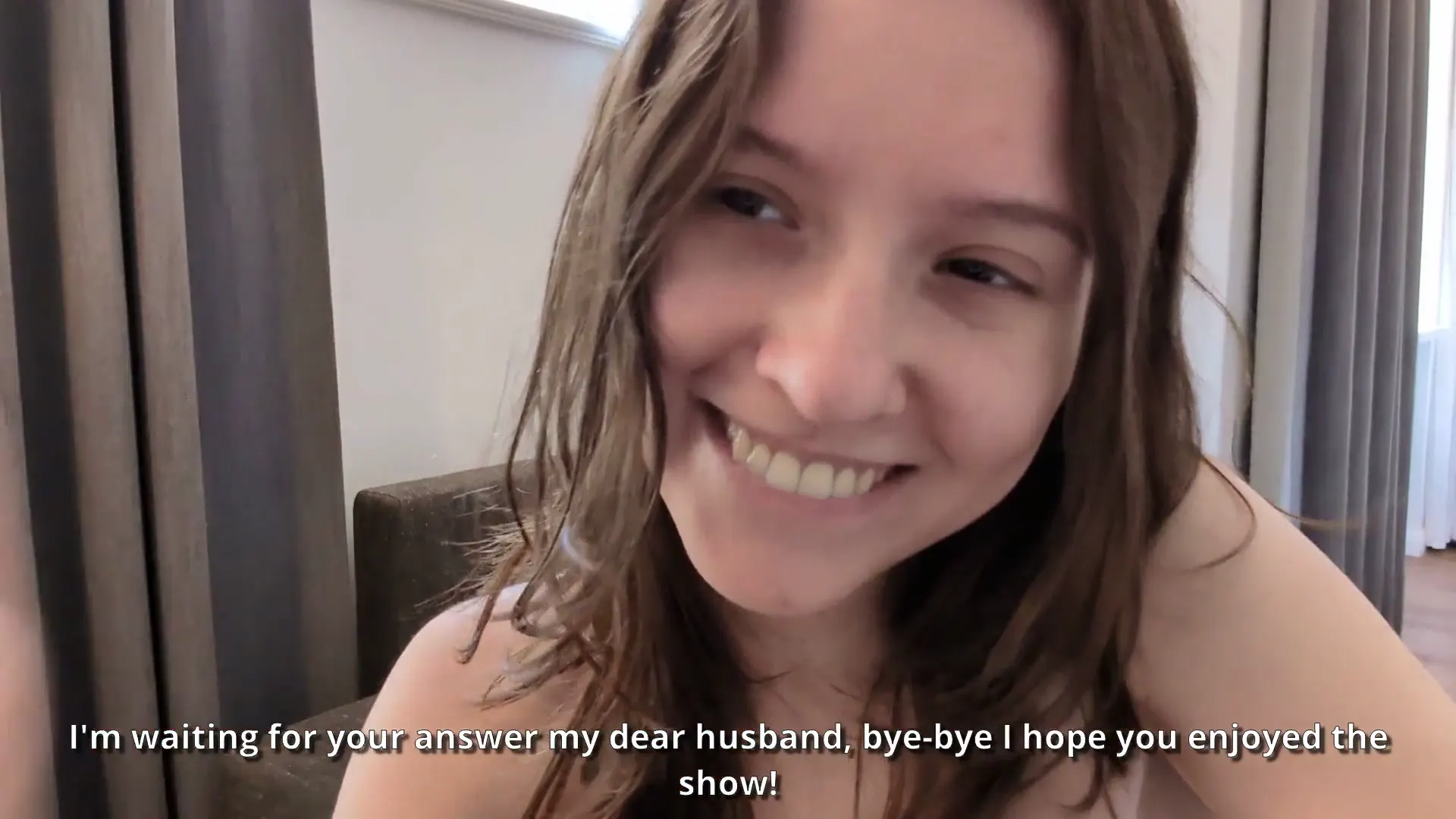 Moment at 13:44 in Cuckolding my husband with one of my lovers while wearing sexy leopard lingerie