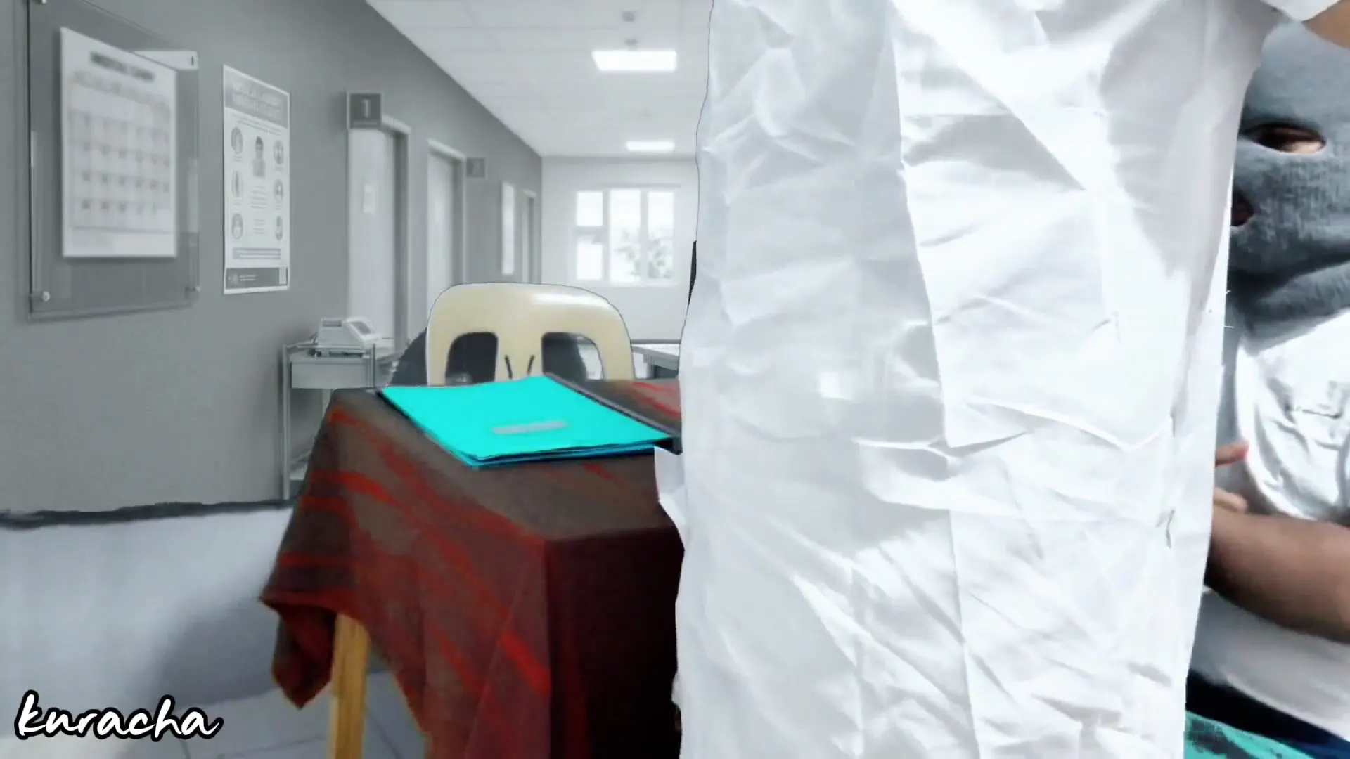 Moment at 02:43 in Arabic Doctor allowing her Patient to touch her Boobs