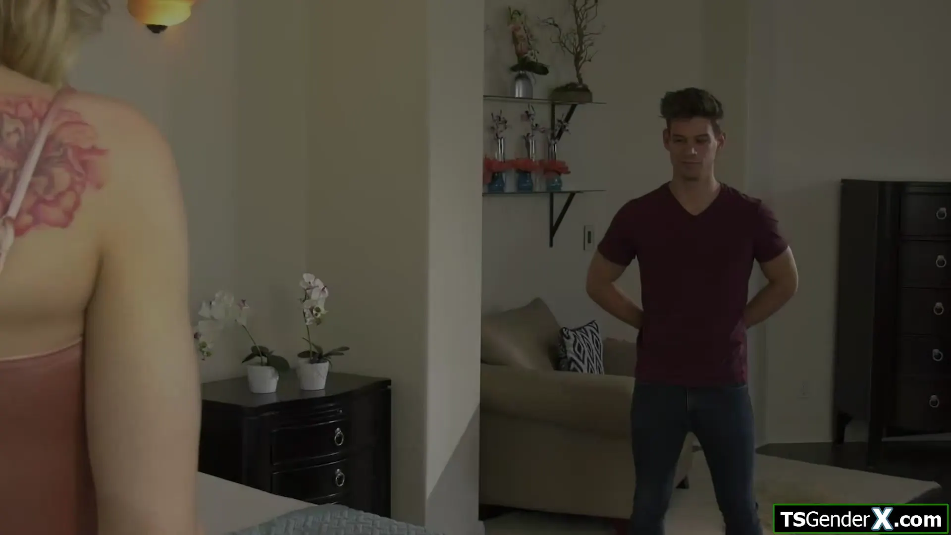 Selected keyframe at 00:00 from Busty tgirl anal fucked while handcuffed