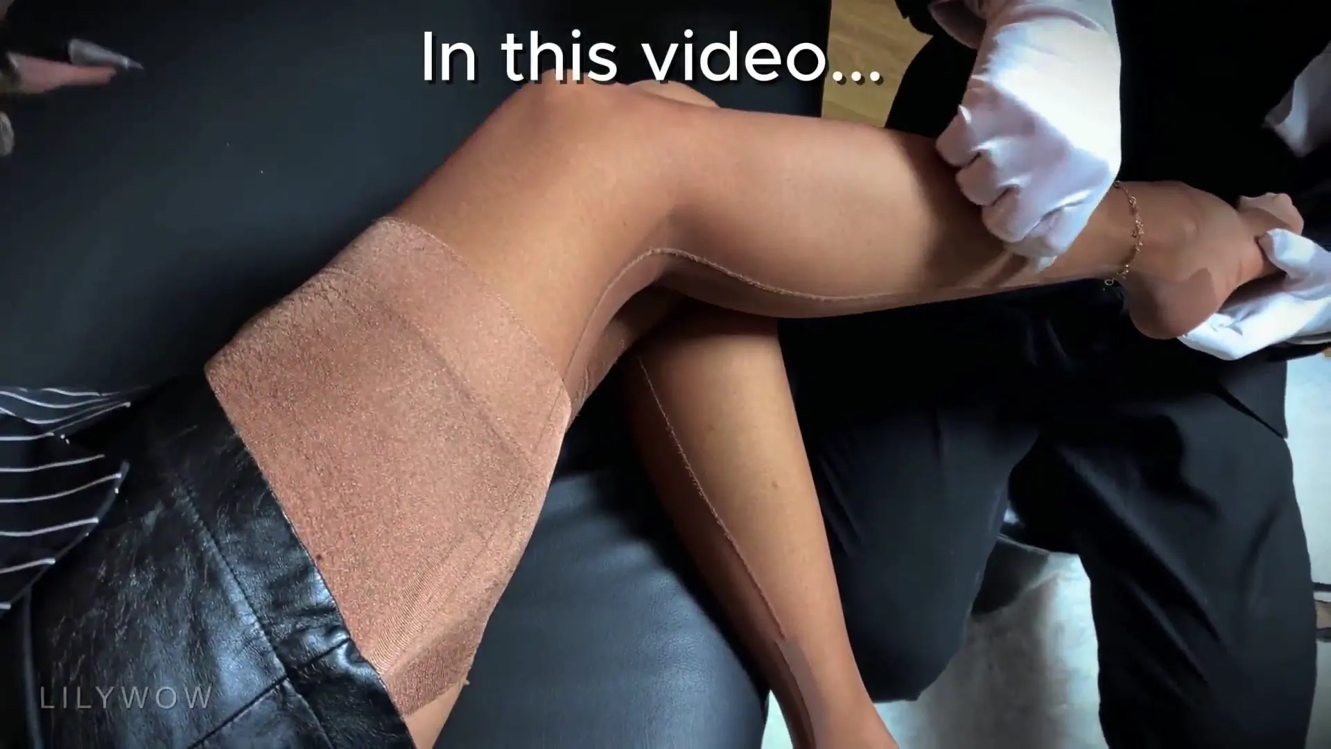 Moment at 00:25 in LilyWOW, Business Lady, Nylon Stockings, High Heels, ASMR Massage, Sexy Legs, MILF Stockings, Foot Massage