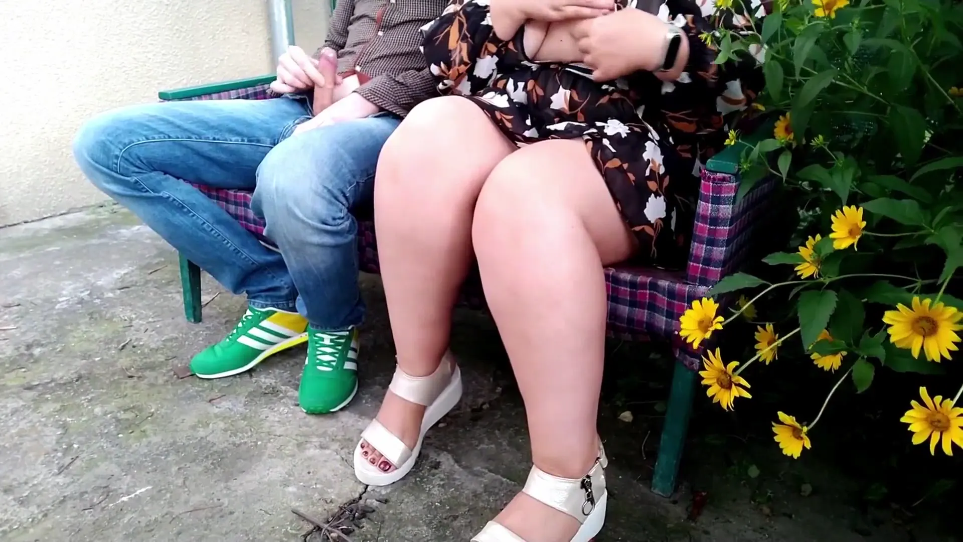 Moment at 00:30 in My stepmom with sagging tits made me cum in a public park