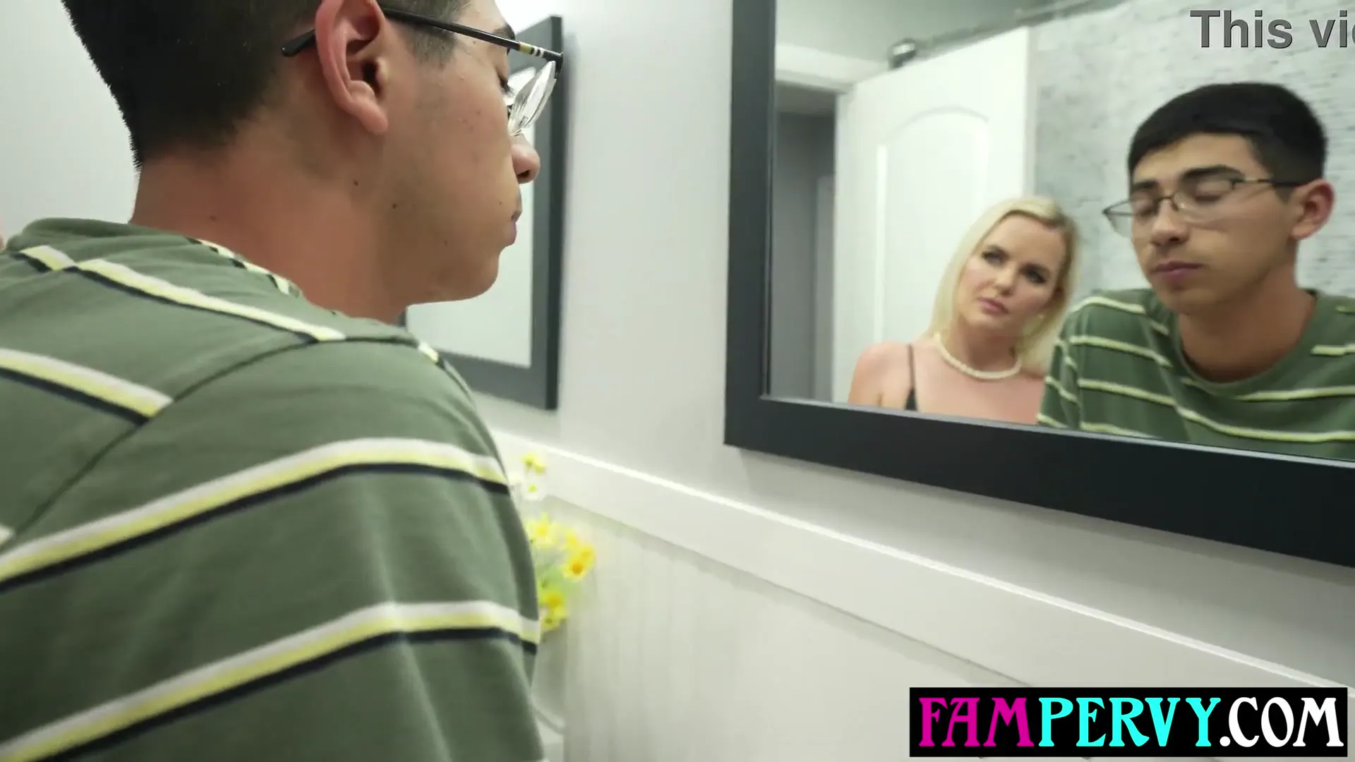 Moment at 02:45 in MILF stepmom Slimthick Vic solving stepsons premature ejaculation promlem