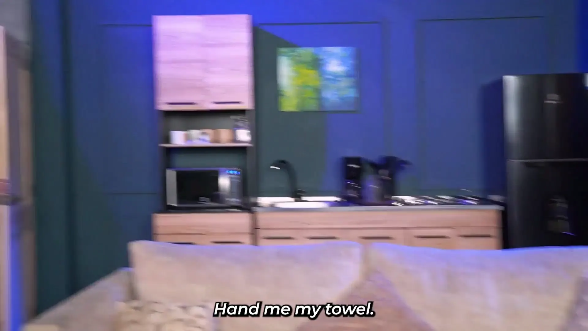 Moment at 01:24 in Stepson plays a prank on his busty stepmother in the bathroom