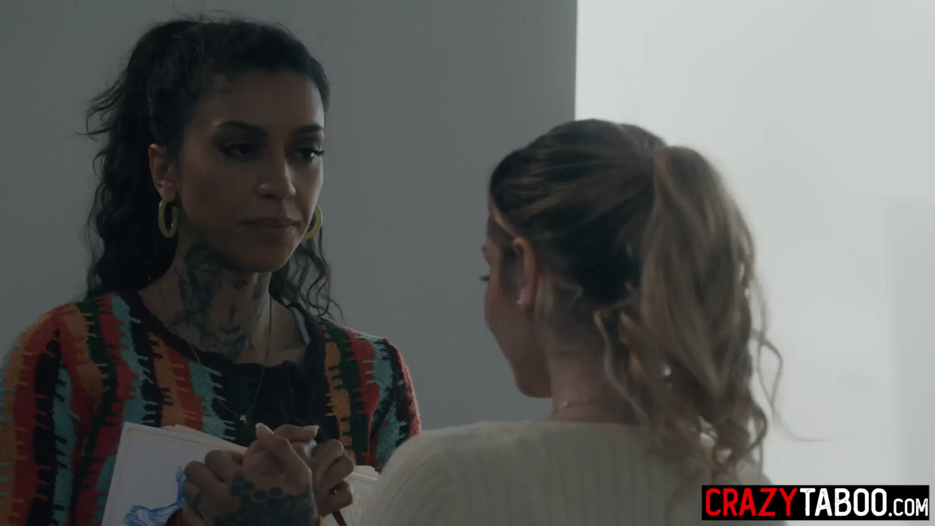 Moment at 02:09 in Demi Hawks and her boyfriend Elias Cash fucks sexy big tits black tutor
