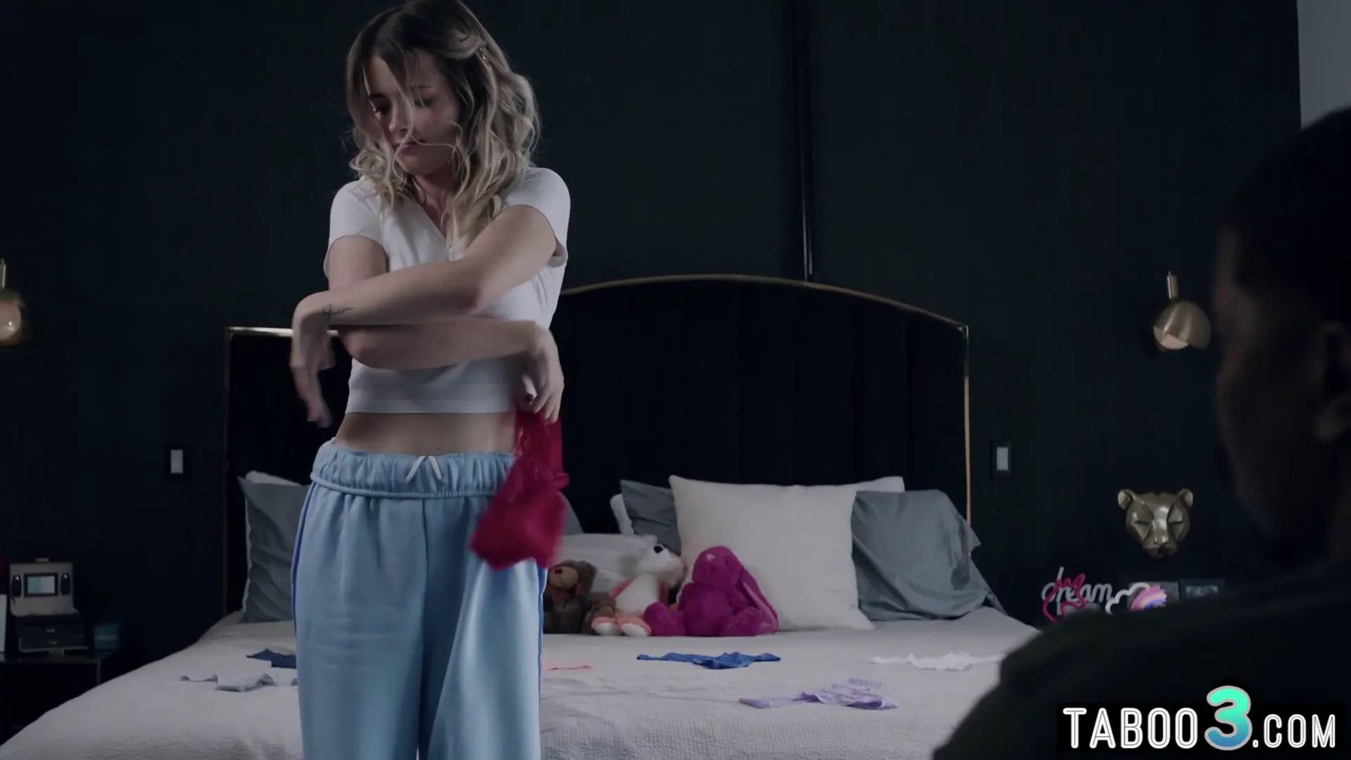 Moment at 01:08 in Conservative ex military stepdad punishing teen stepdaughter Nicole Nichols