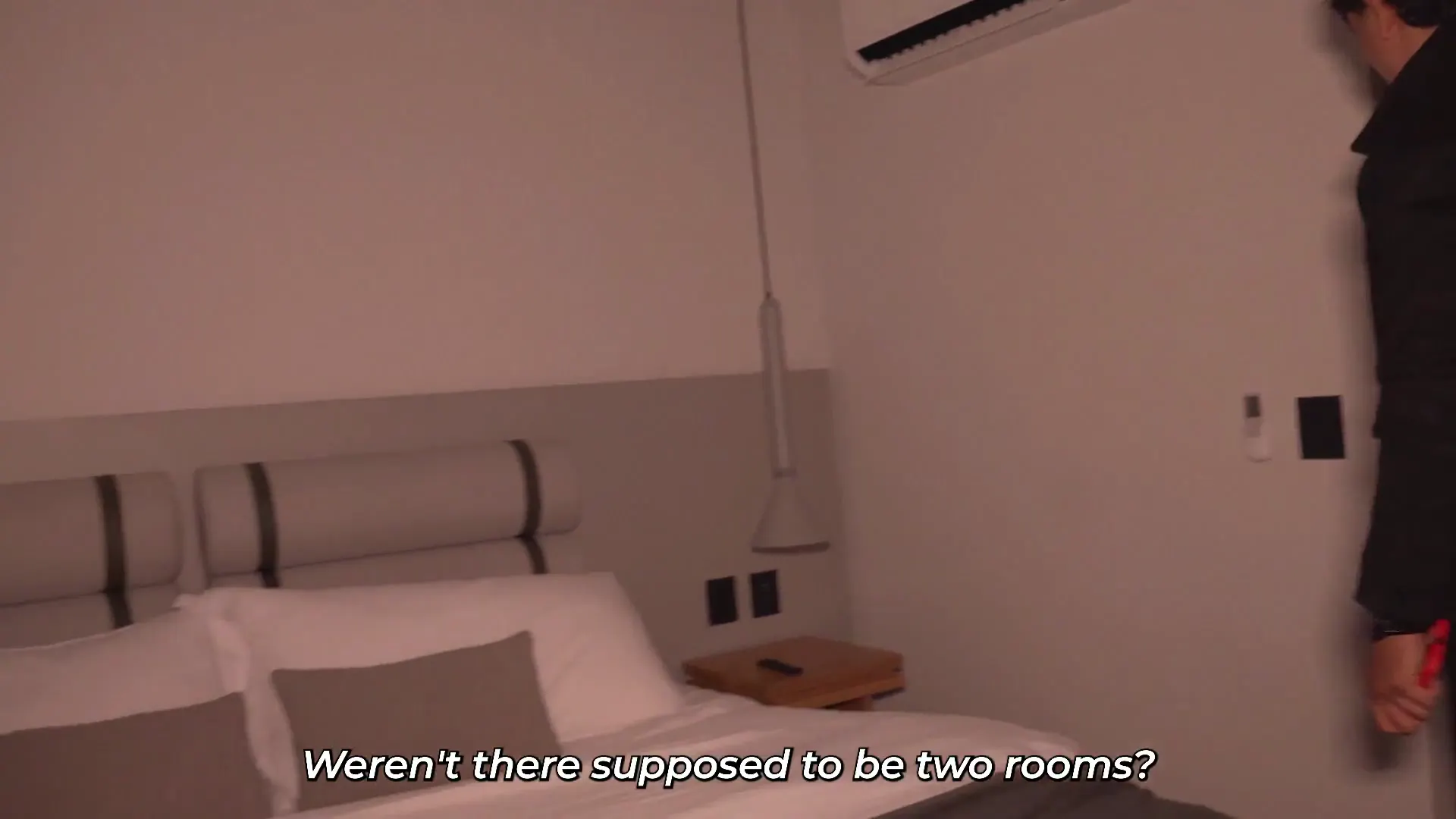 Moment at 02:21 in I share the same hotel bed with my stepmother due to a hotel error.
