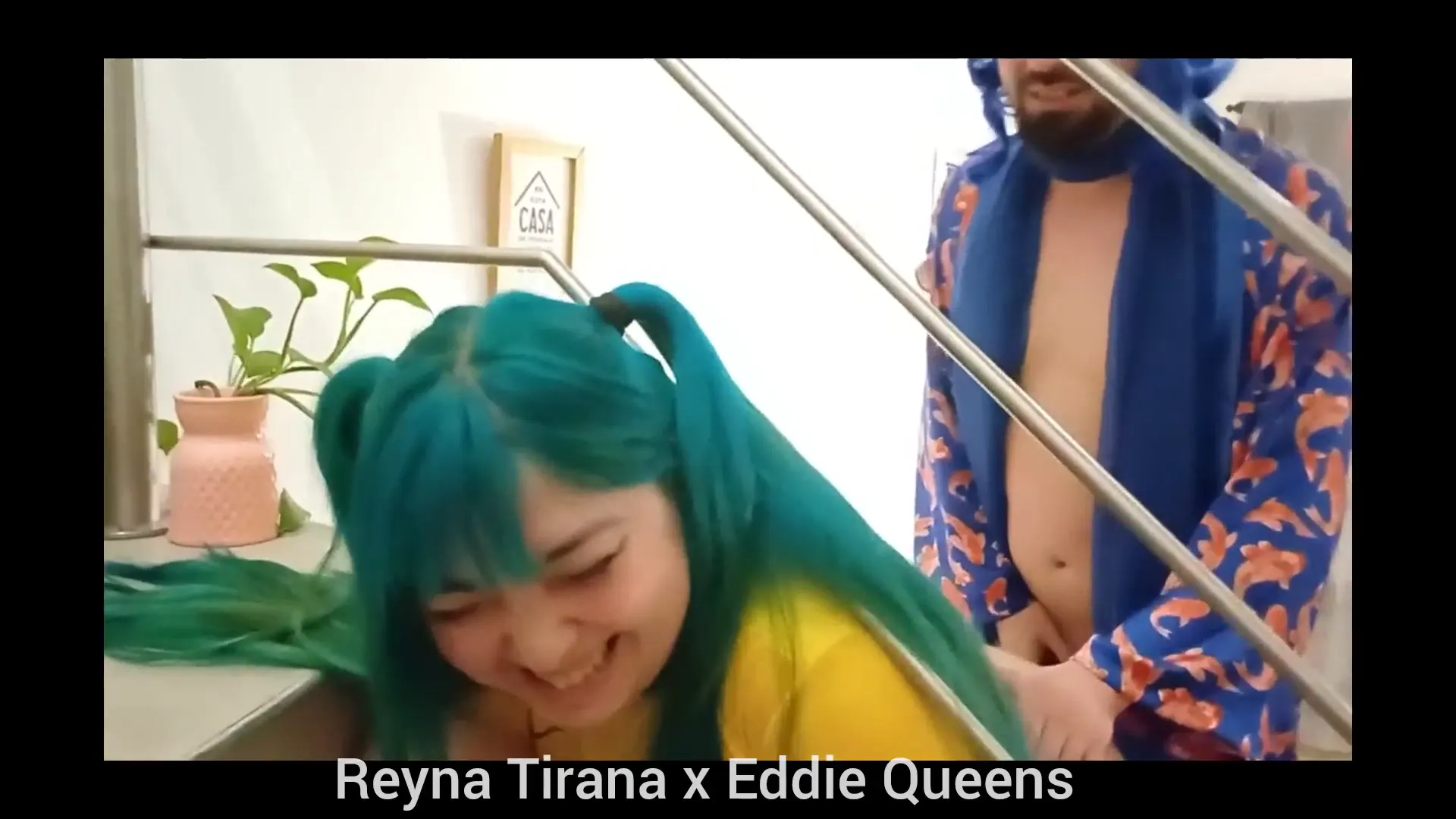 Moment at 11:25 in Brazilian Miku Gets Stuck On The Stairs And Kaito Gives Her More Than A Hand