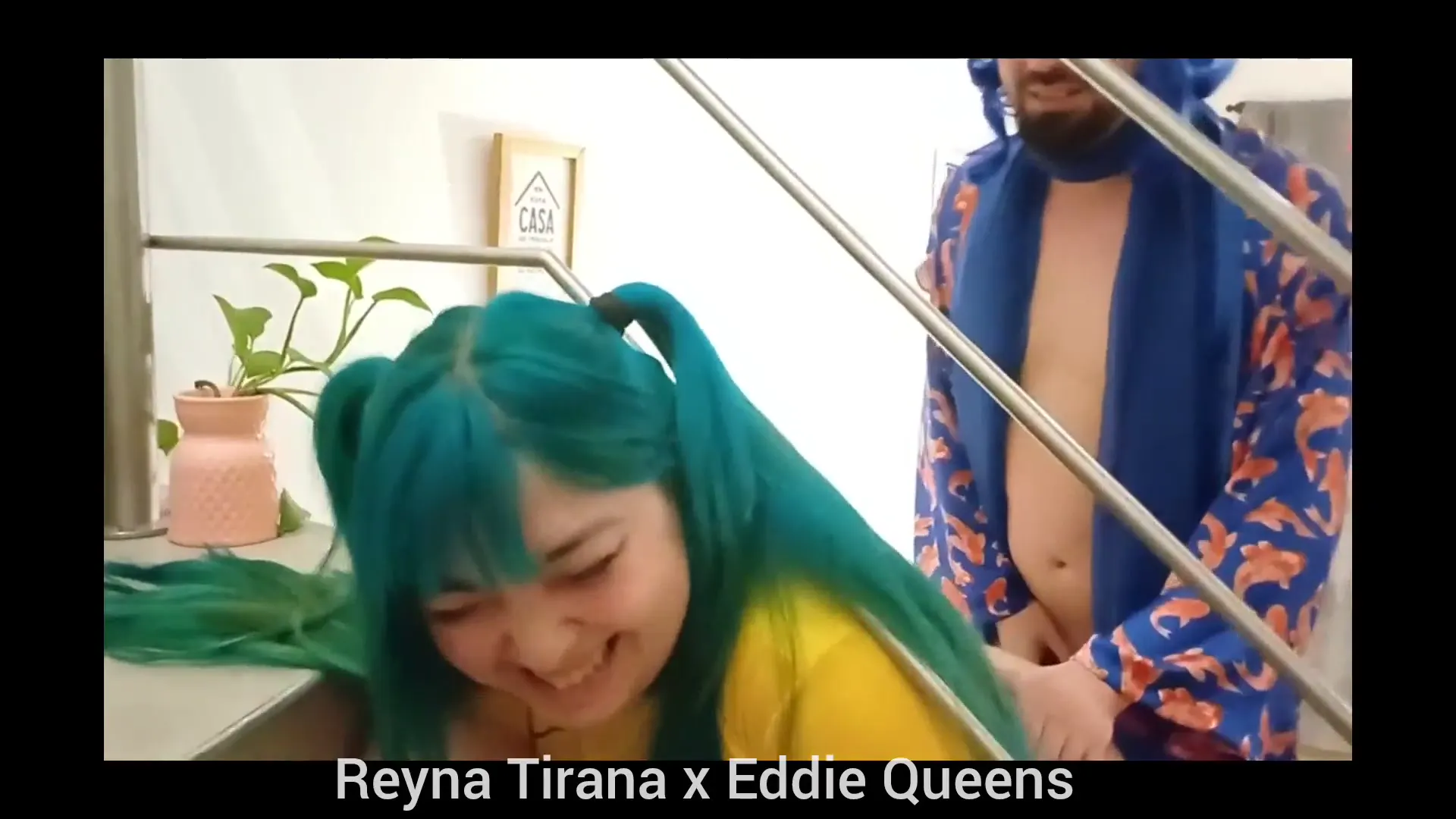 Moment at 11:25 in Brazilian Miku Gets Stuck On The Stairs And Kaito Gives Her More Than A Hand