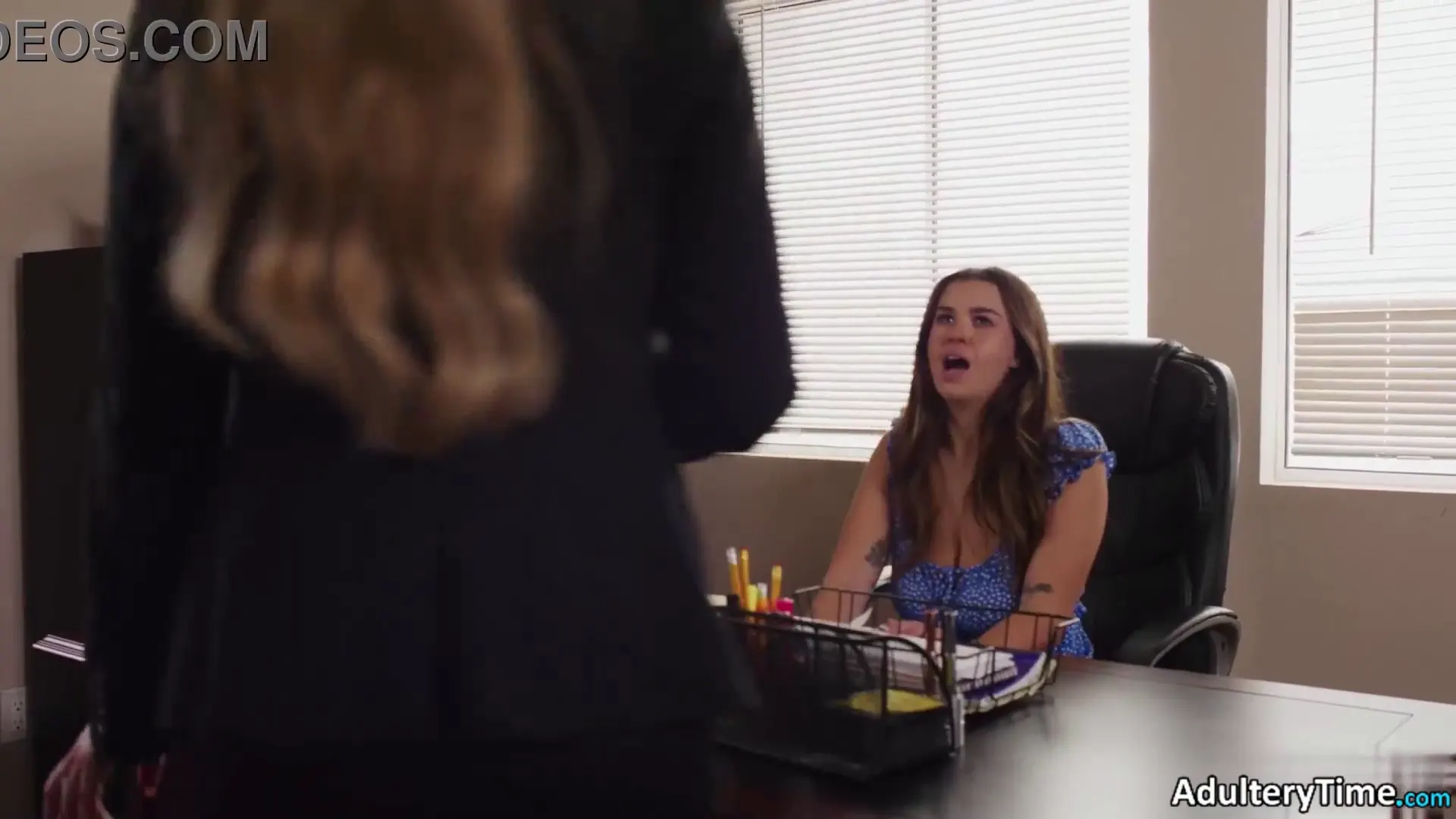 Moment at 04:27 in Cory Chase Catches Stepdaughter Madelynn May Havin Lesbian Sex In Her Office