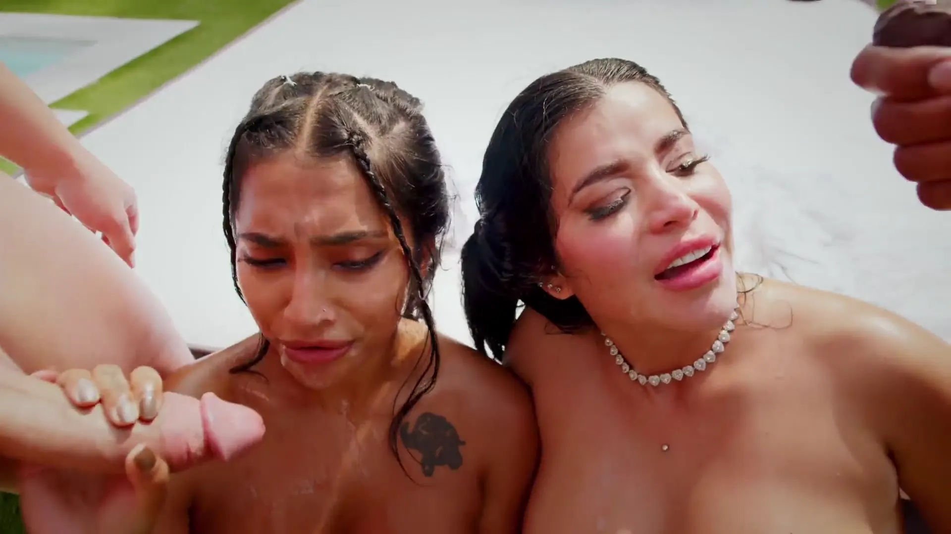 Moment at 10:09 in GANGBANG SARA RETALI AND YASMINA KHAN ARE FUCKED IN A ROW BY 7 MEN!