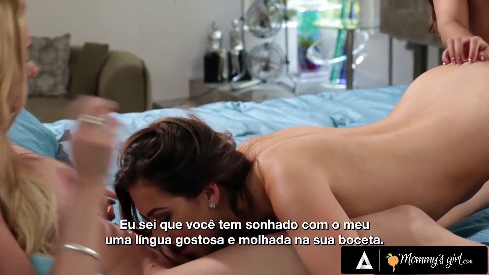 Moment at 12:45 in MOMMYS GIRL - Neighbor Caught MILF Reena Sky &amp_ stepbae Tiffany Watson - PORTUGUESE SUBTITLES