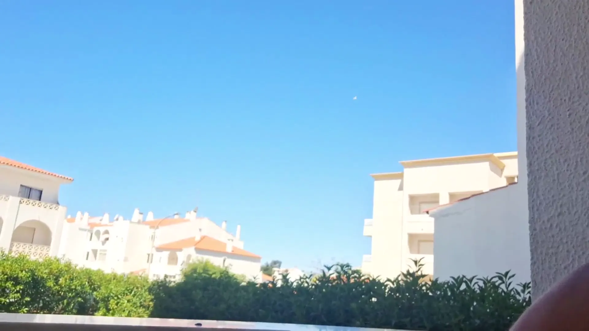 Moment at 07:44 in Random girl gives me outdoor handjob blowjob and ends with my cock in her mouth on the balcony