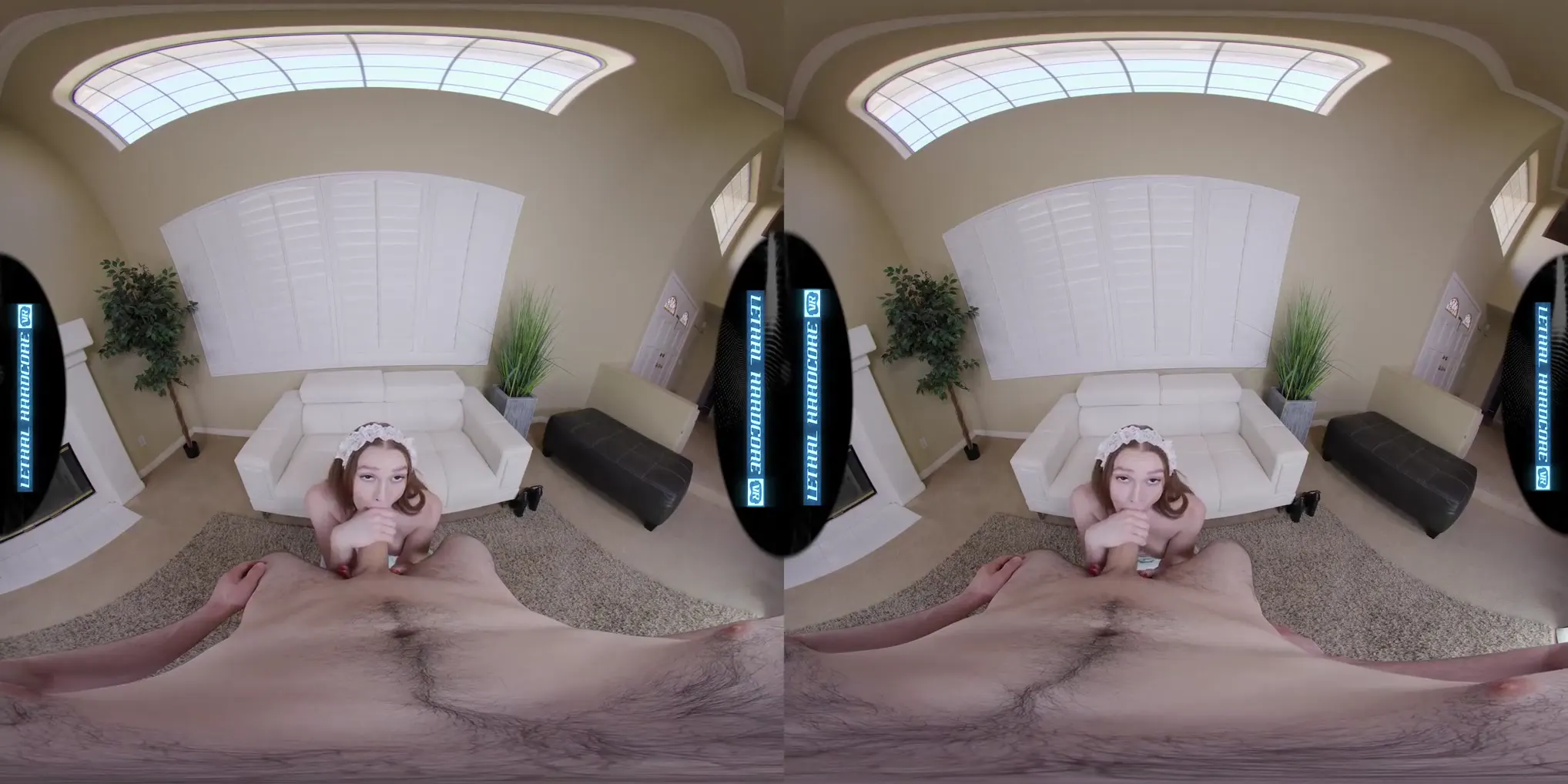 Moment at 03:07 in LETHAL HARDCORE VR - Cute Maid HARLEY LOVE Offers You ALL Her Services