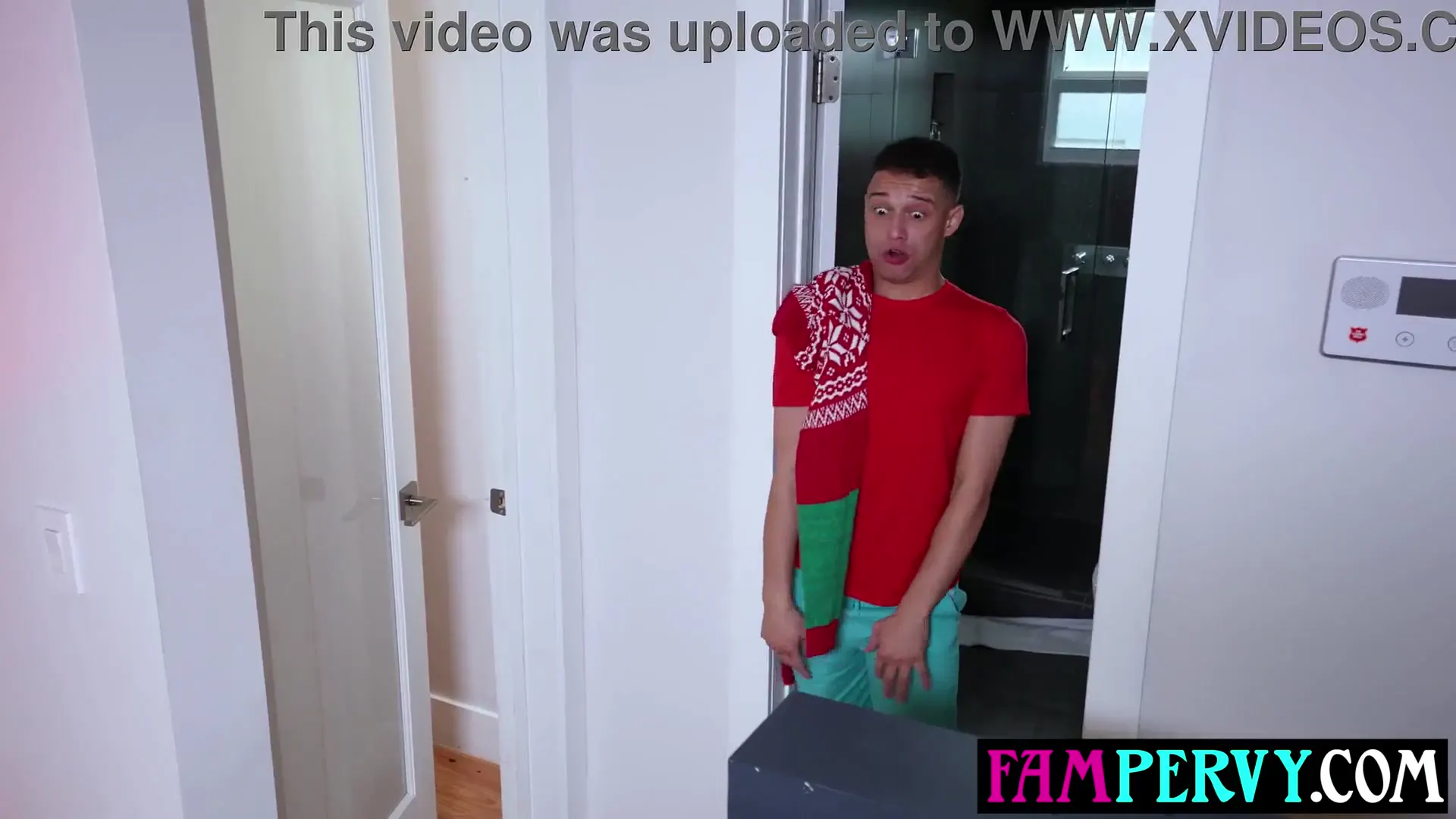 Moment at 04:18 in BBW busty MILF stepmom surprises stepson with anal on Christmas