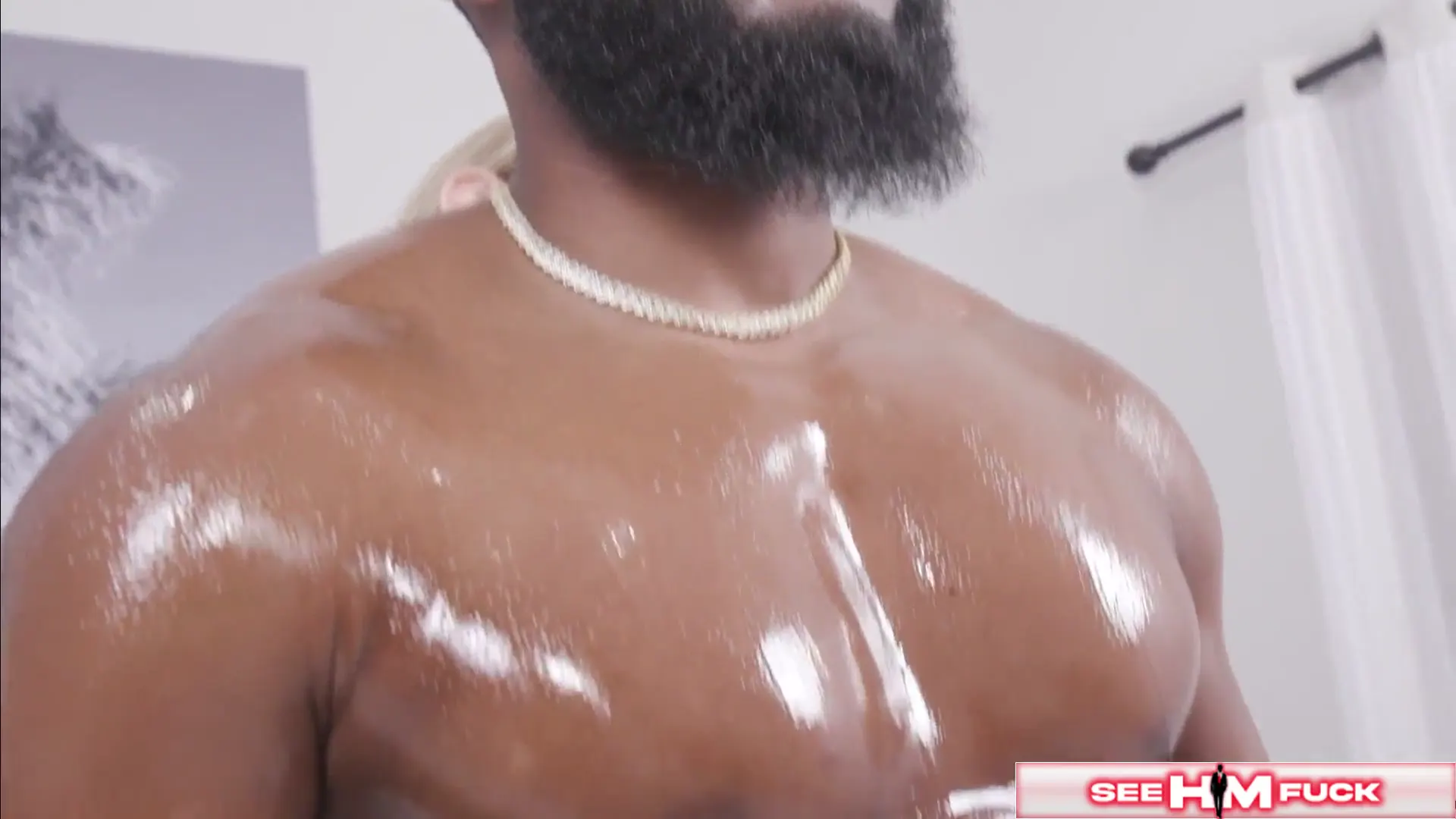 Moment at 01:30 in Graycee Rubs Oil All Over By Black Before Swallowing His Thick Shaft!