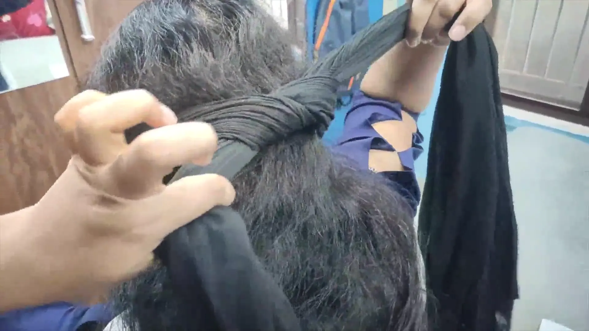Moment at 02:16 in Blindfolded Wife Body Touching Hot Romance