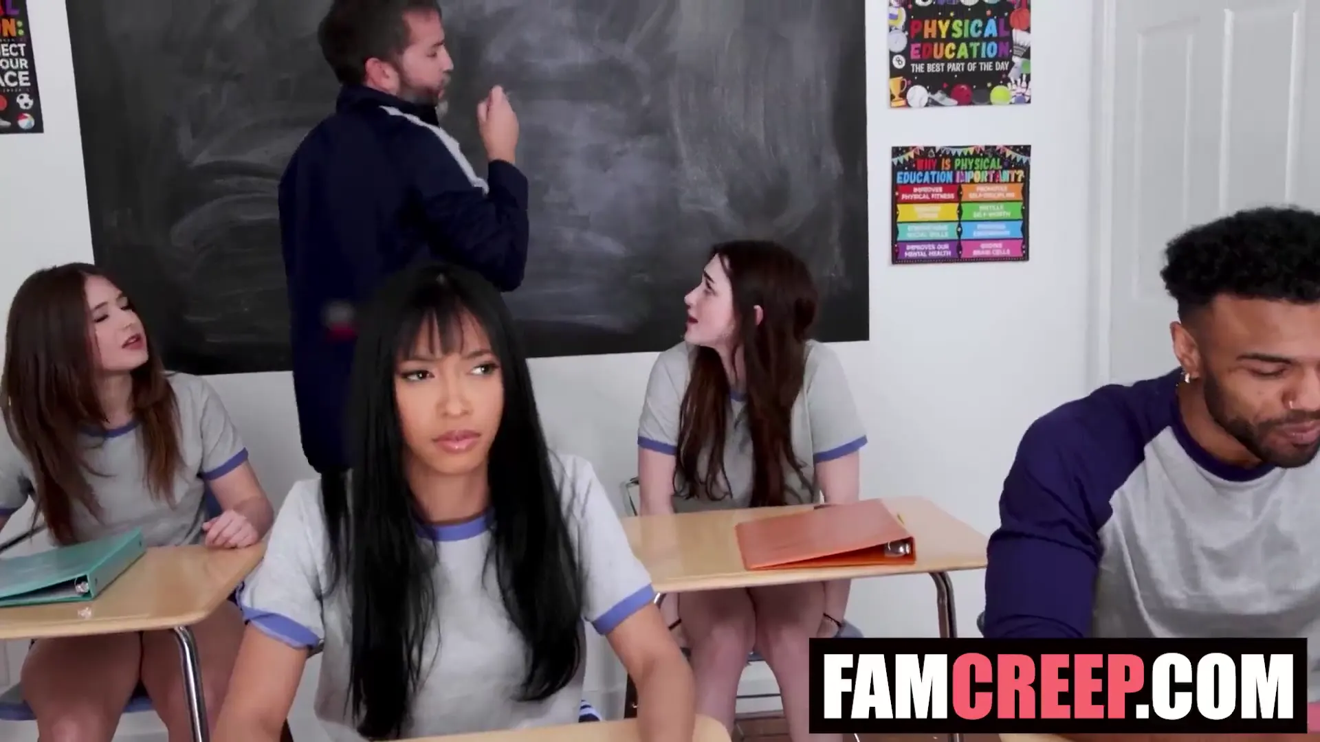 Moment at 02:44 in Time Stop Classroom Lilibet Saunders, Alana Rose, Jai, Troy Francisco