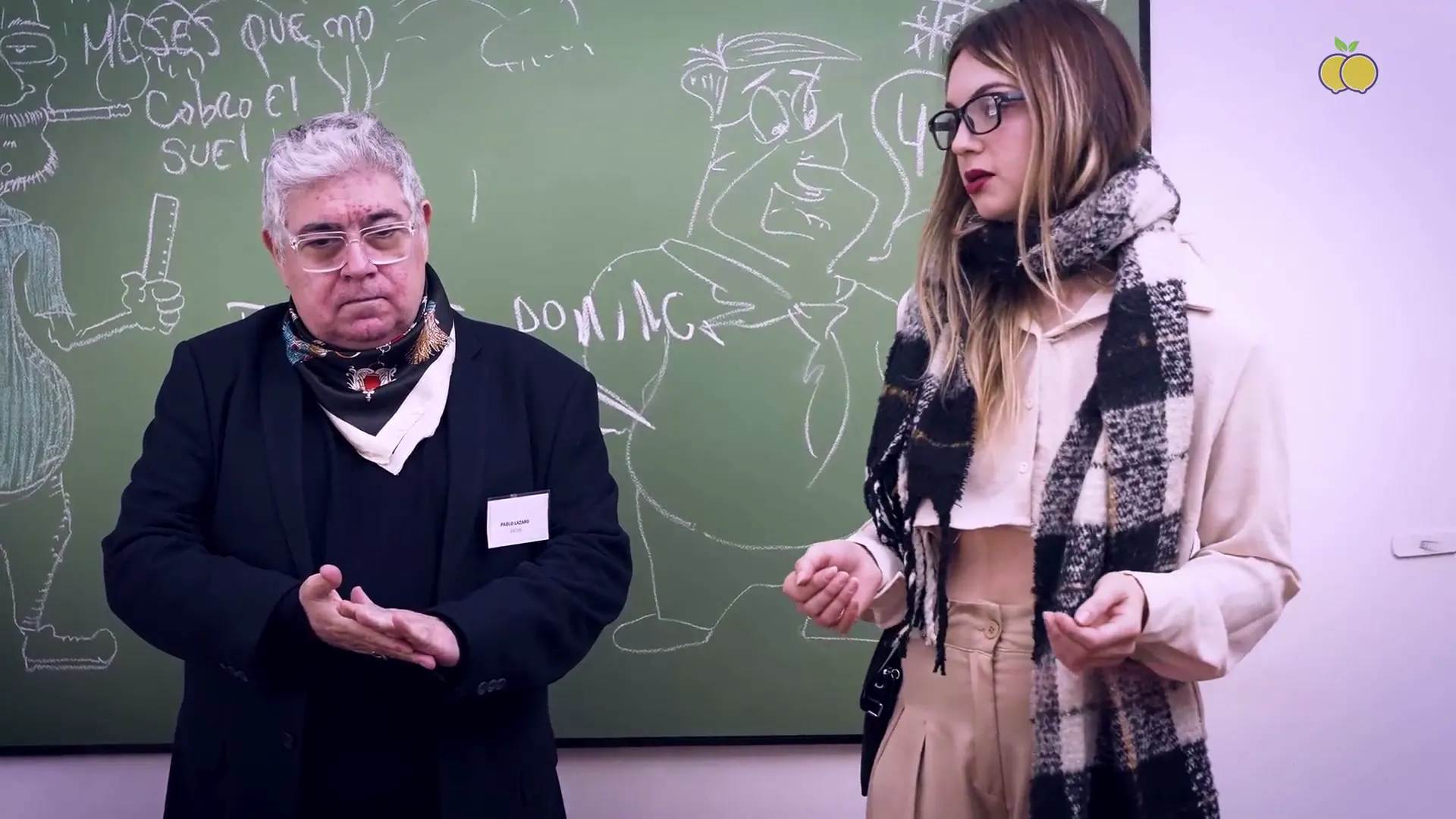 Moment at 02:25 in Limon Institute, Chapter 1: The math teacher teaches two female students how to share in a very peculiar way.