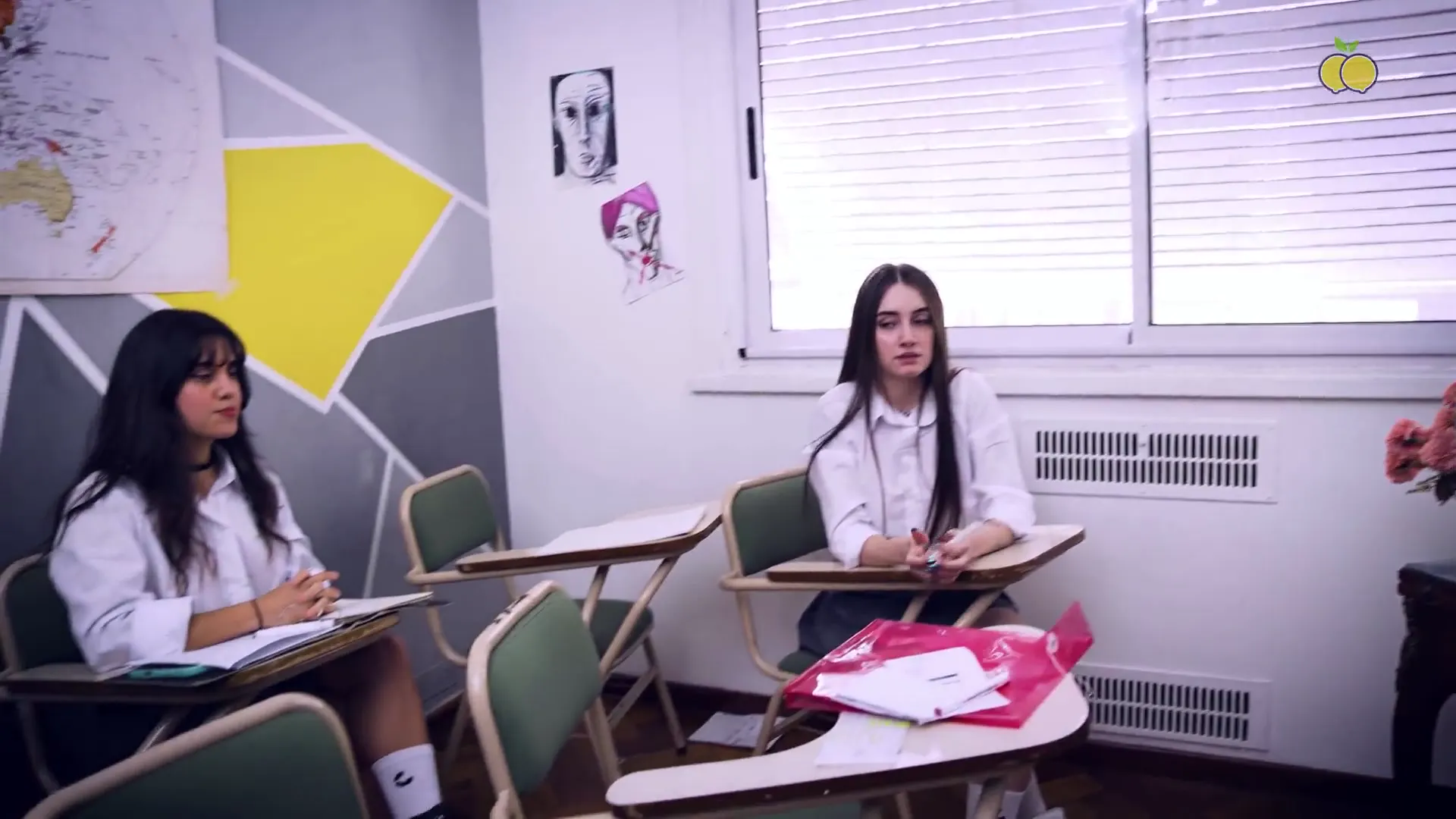 Moment at 11:47 in Limon Institute, Chapter 1: The math teacher teaches two female students how to share in a very peculiar way.