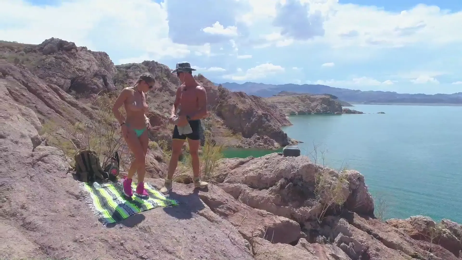 Moment at 01:38 in Hot couple hike to top of the mountain to fuck!