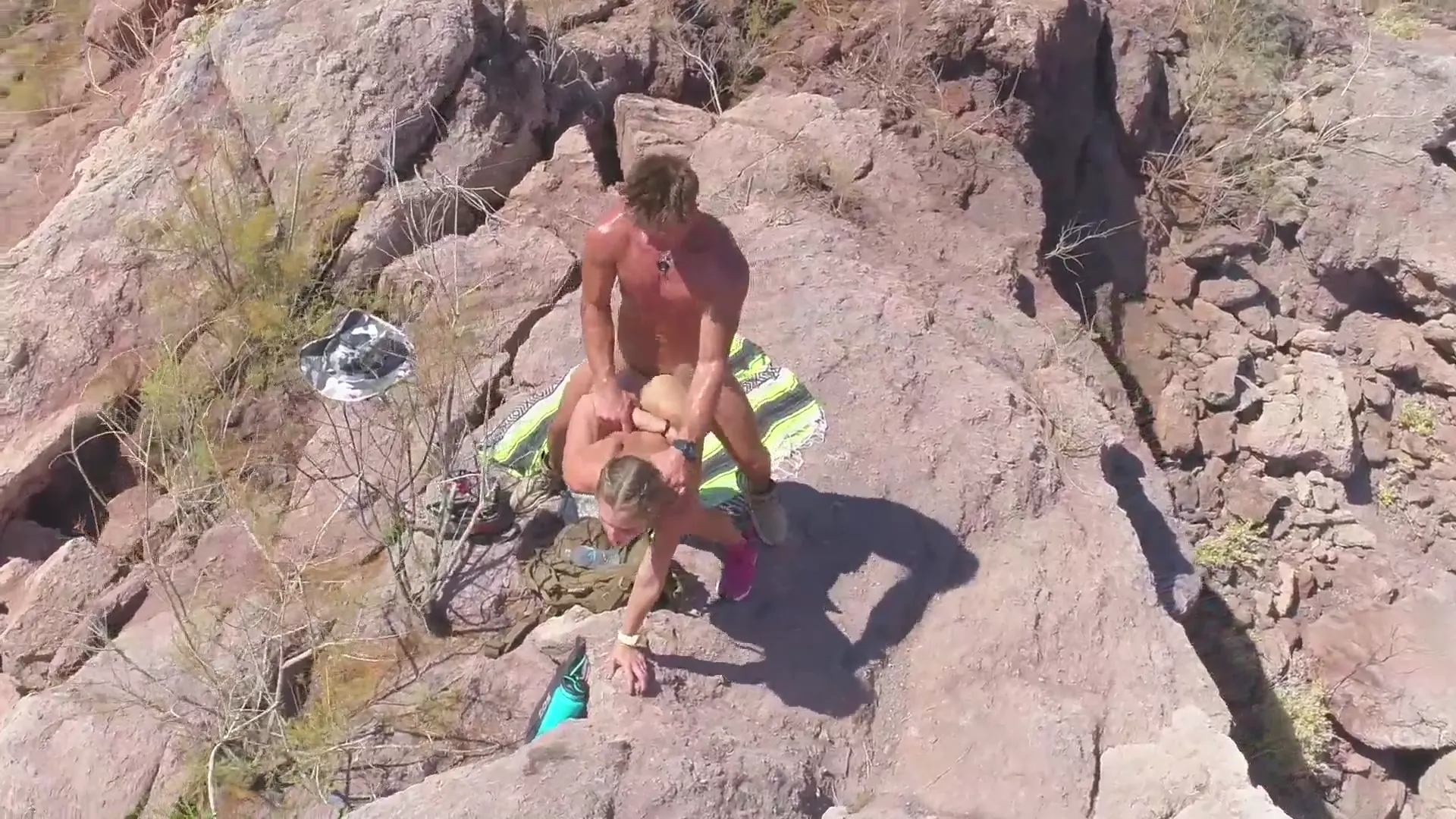 Moment at 09:47 in Hot couple hike to top of the mountain to fuck!