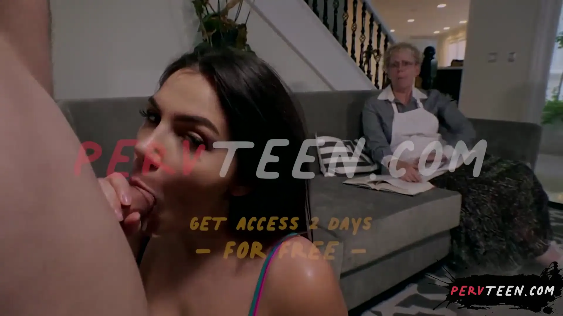 Moment at 09:53 in Big Ass Pervy Teen Fucking Right Next to Her Granny