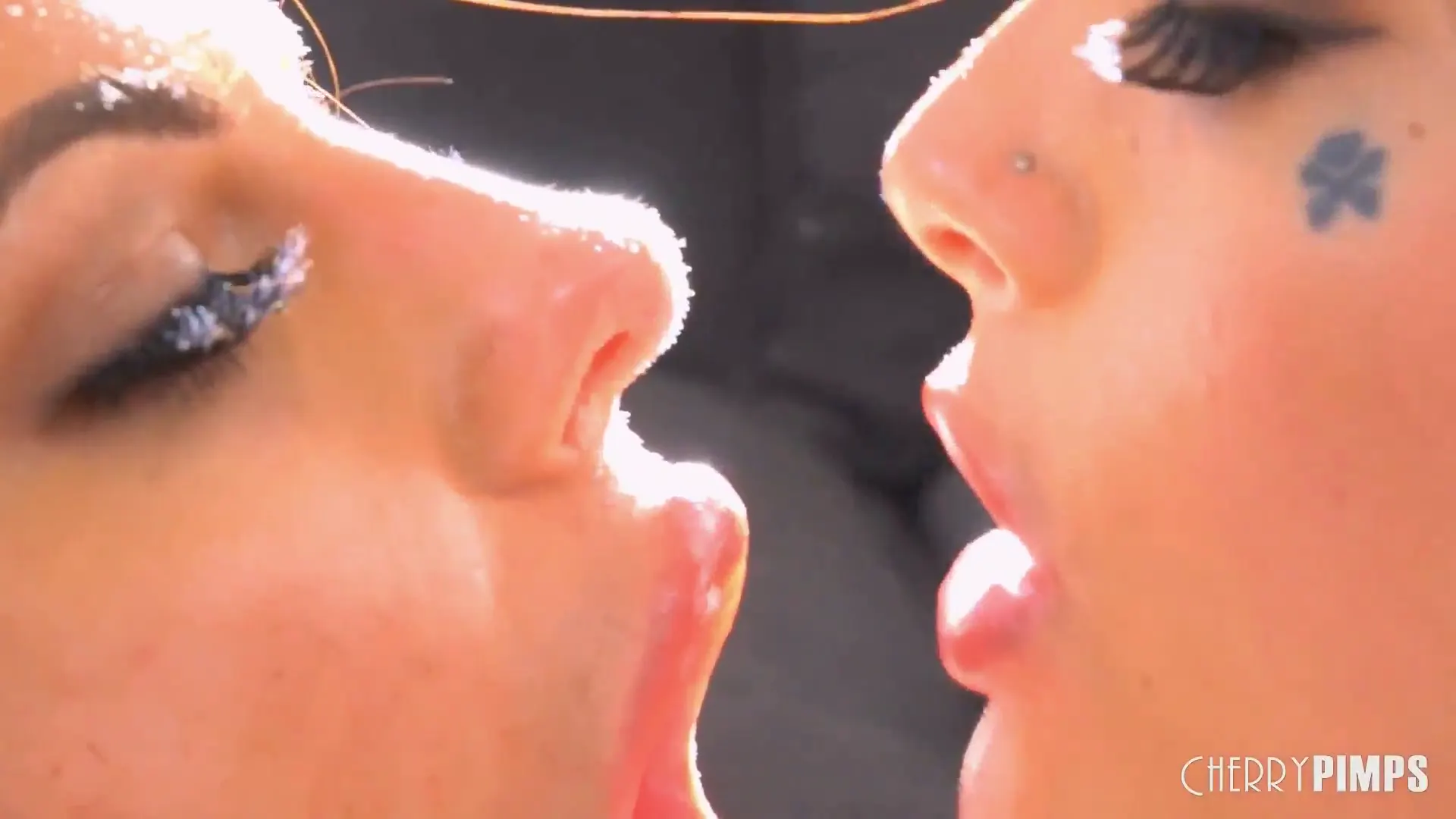 Moment at 19:32 in Lesbian sluts Adriana Chechik and Latina Katrina Jade makeout and hardcore dildo fucking