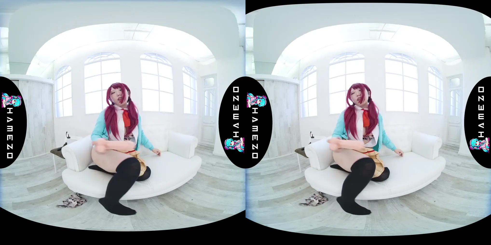 Moment at 09:04 in Horny Japanese redhead Rina Kurusu plays with a sex toy,in VR.
