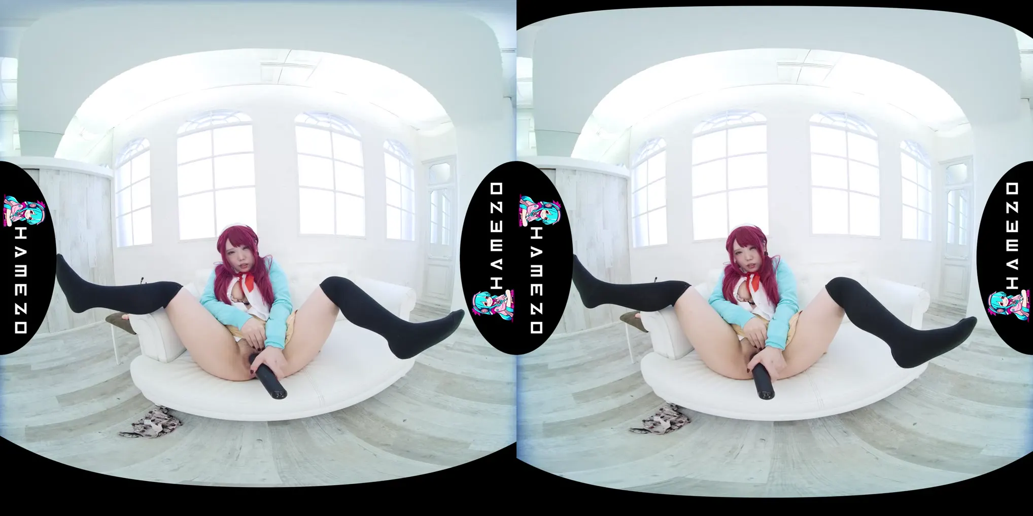 Moment at 10:58 in Horny Japanese redhead Rina Kurusu plays with a sex toy,in VR.