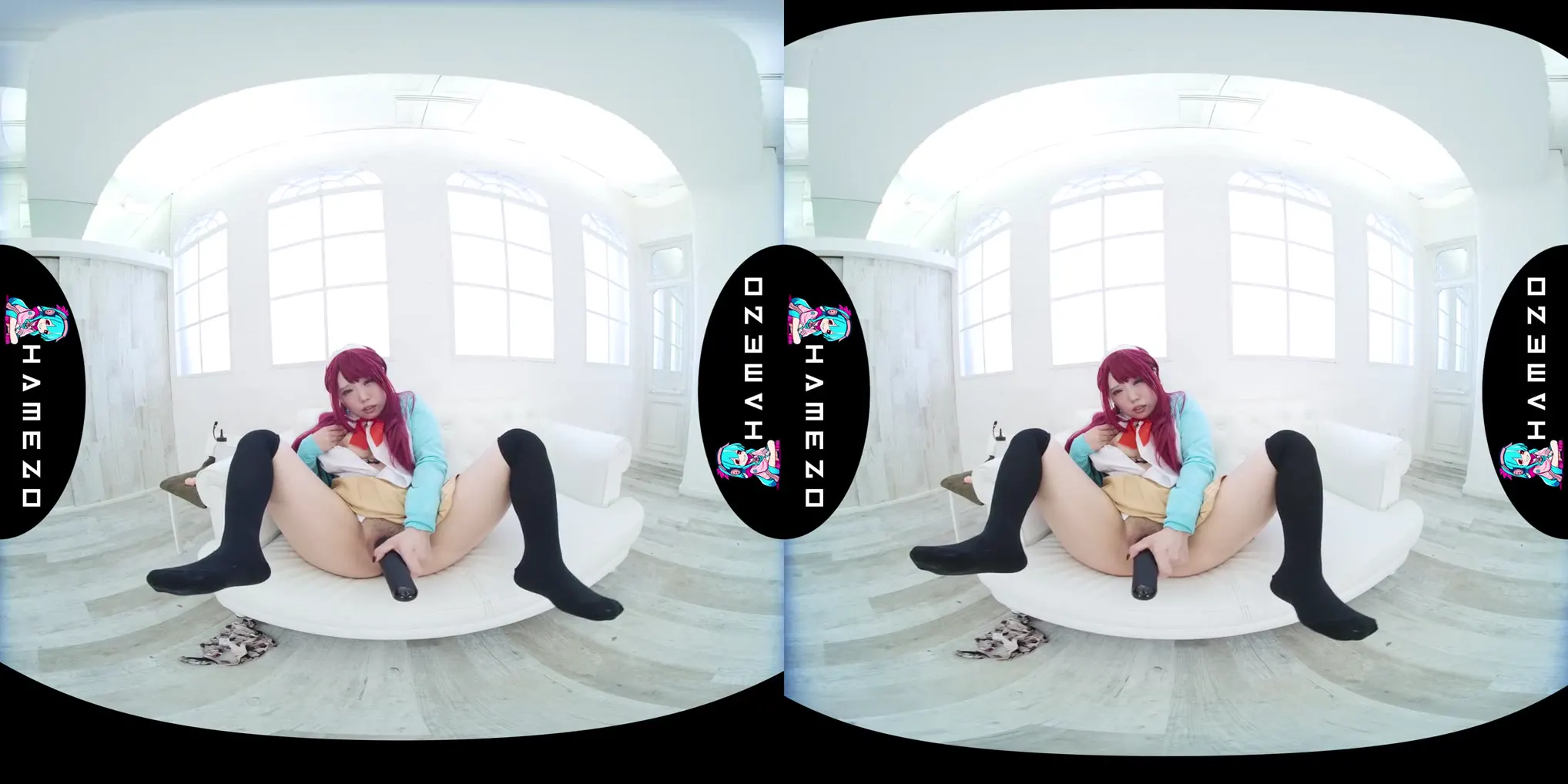 Moment at 13:57 in Horny Japanese redhead Rina Kurusu plays with a sex toy,in VR.