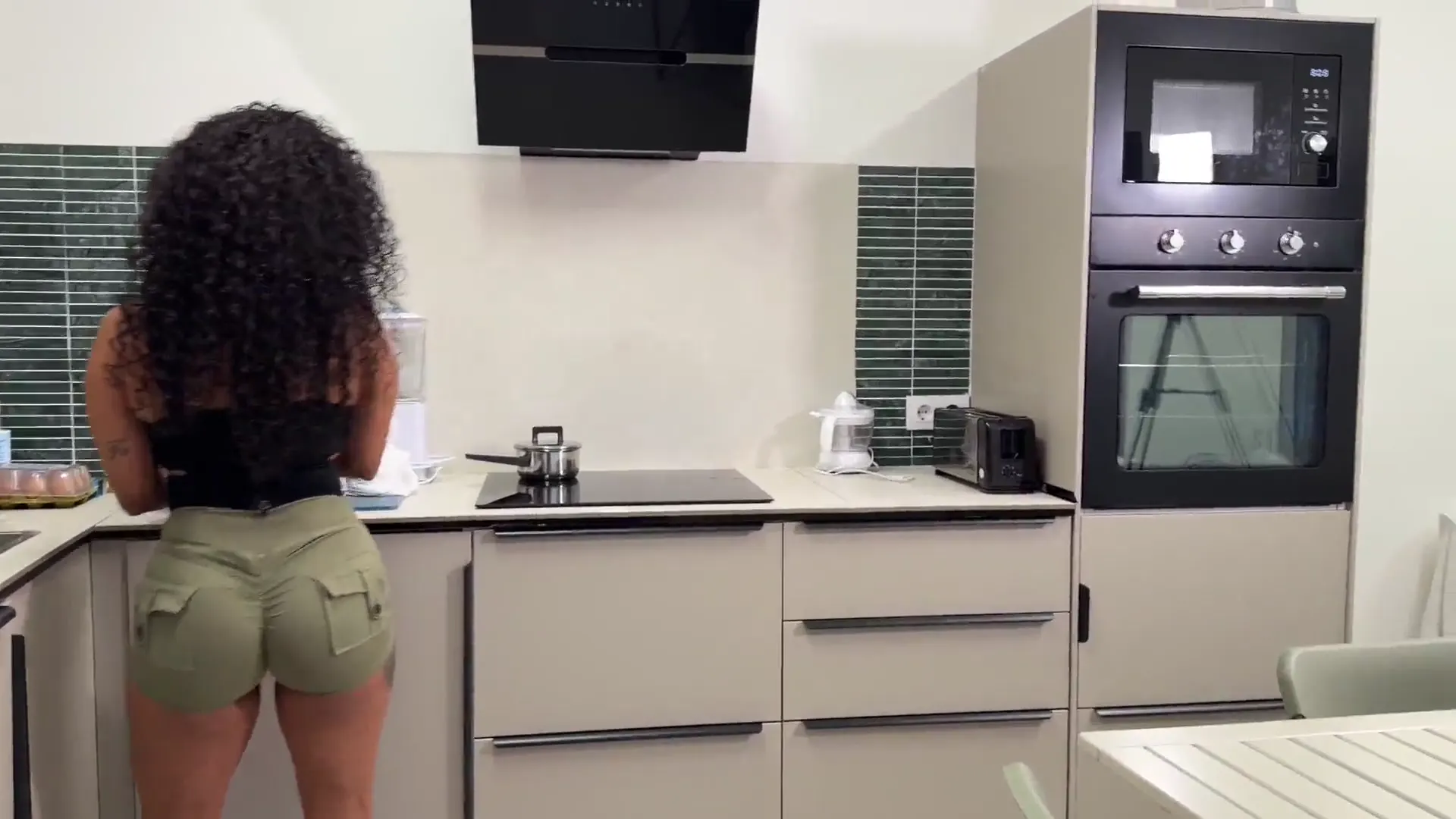Moment at 00:23 in I get home from work and bang my girlfriend against the kitchen counter before she finishes making dinner - Milla Ferrazo