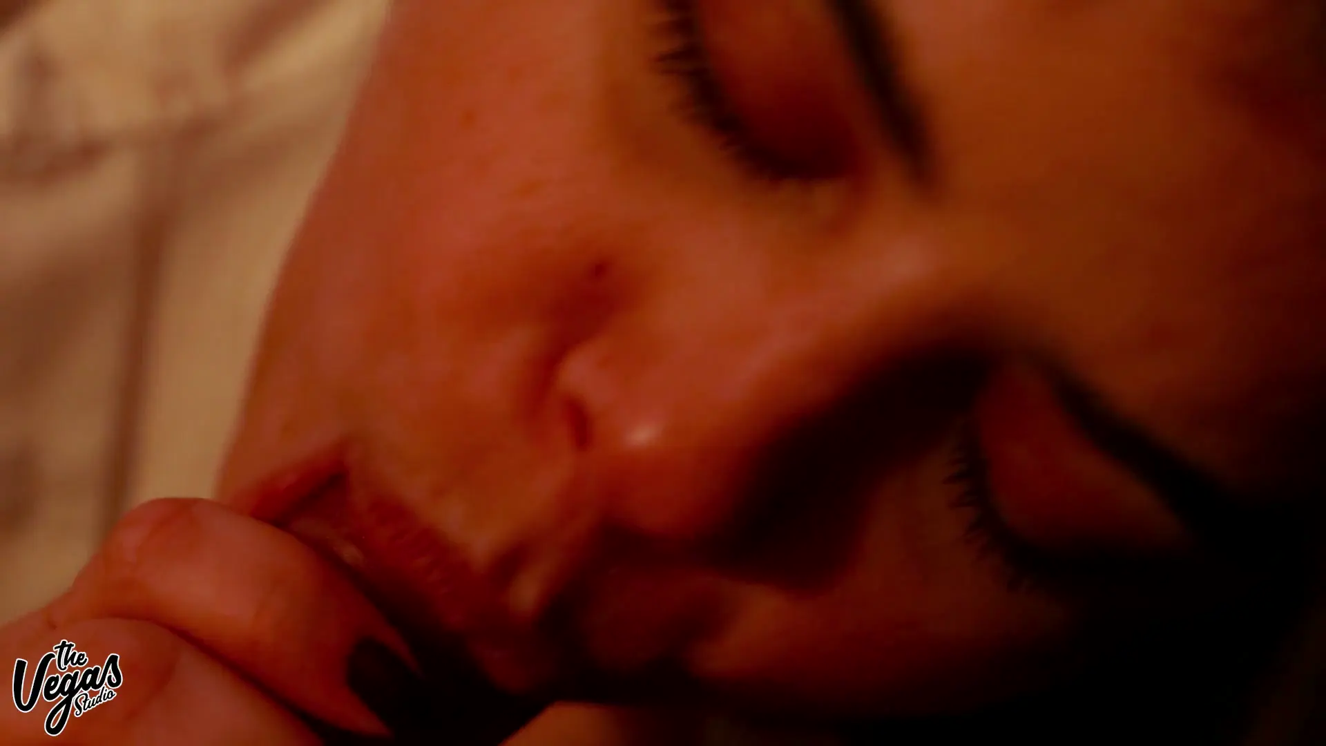 Moment at 01:31 in Romantic POV Blowjob &ndash_ Deepthroat, Ball Licking and Cum Swallow in Open White Shirt | Selena Vega