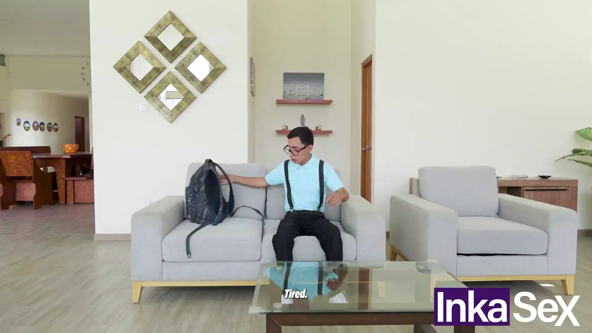 Moment at 01:14 in INKA SEX - Descubro a mis hijastros follando en mi habitaci&oacute_n y me uno para apoyarlos.