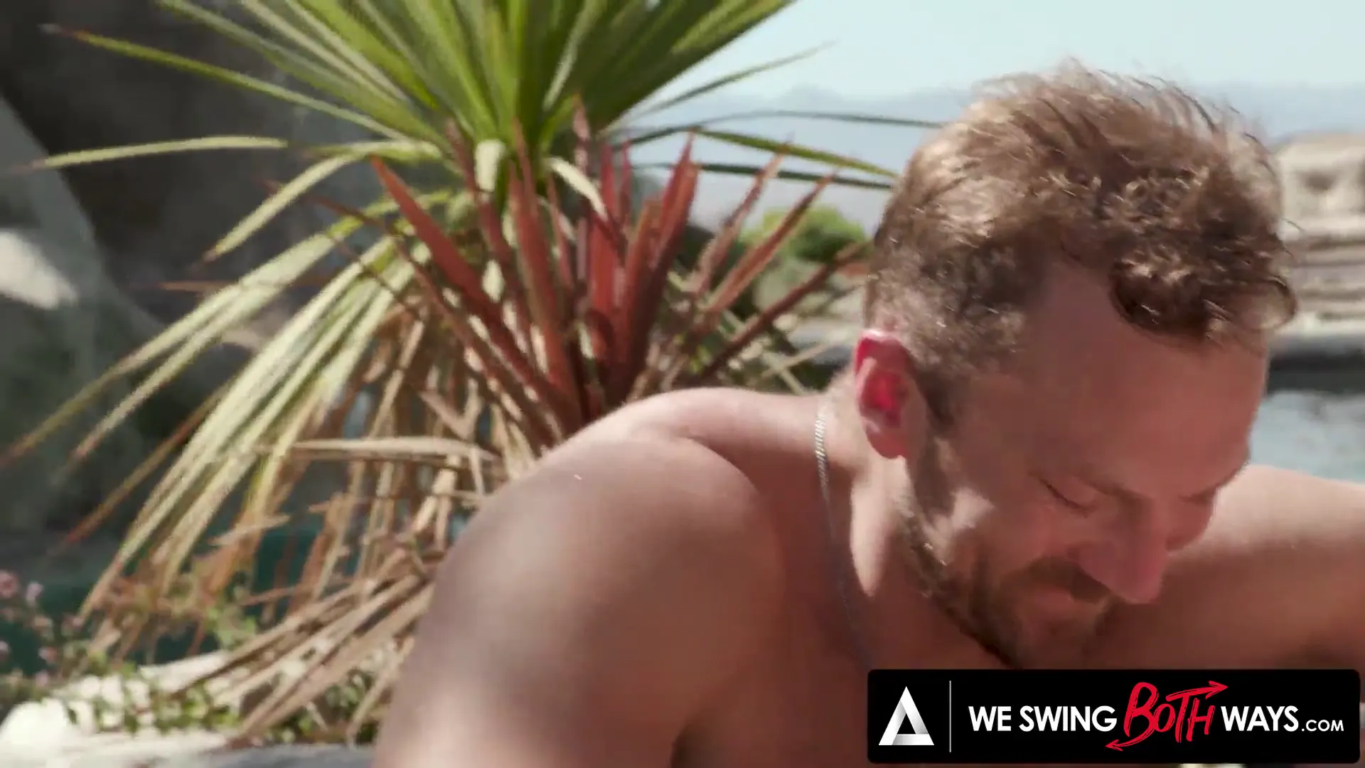 Moment at 15:33 in WE SWING BOTH WAYS - Victoria Sunshine Poolside Threesome Turns Boyfriend Bisexual With DP
