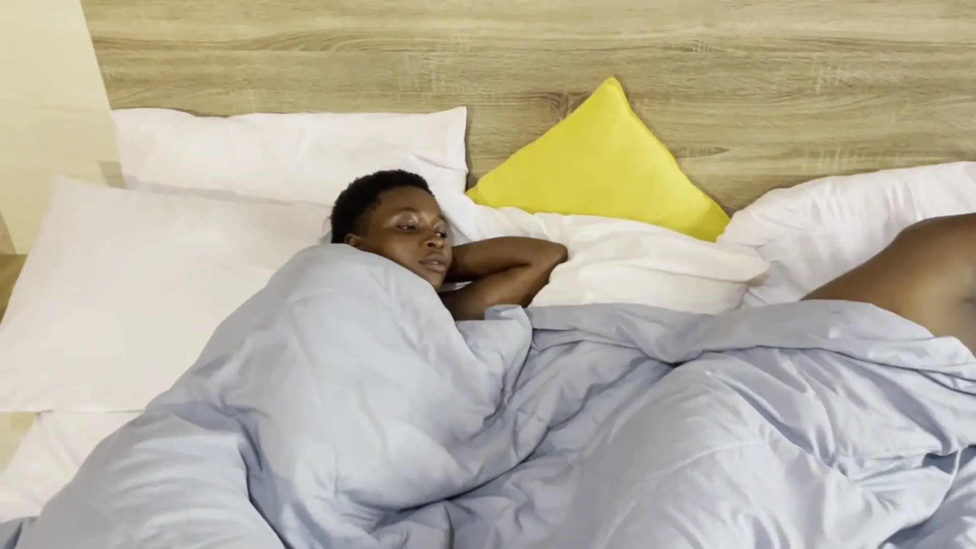 Moment at 00:03 in Sexy African teen loves her neighbor&rsquo_s big dick