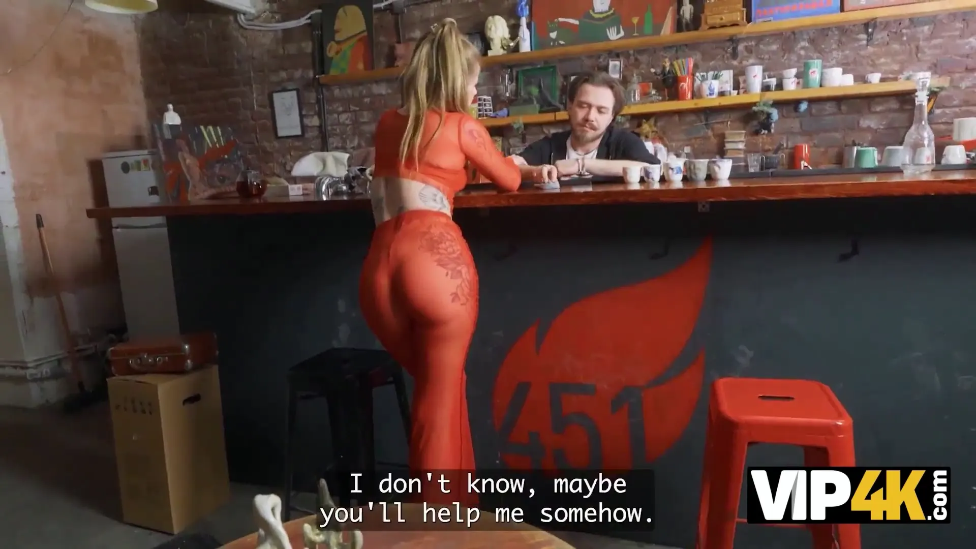 Moment at 02:42 in VIP4K. She was Moaning so loudly that the whole Bar wanted to see it