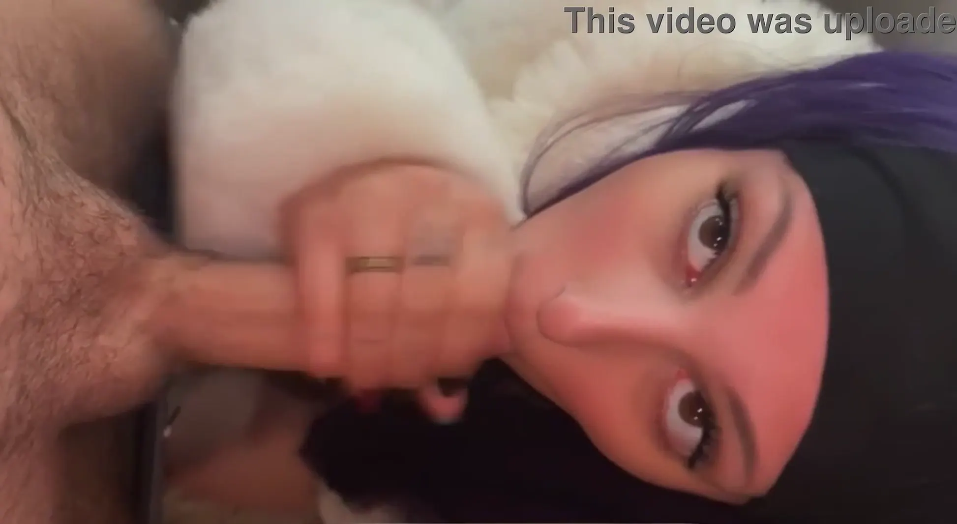 Moment at 03:30 in Amateur Cum in Mouth &amp_ Facial Compilation &ndash_ Purple Hair Wife Blowjobs