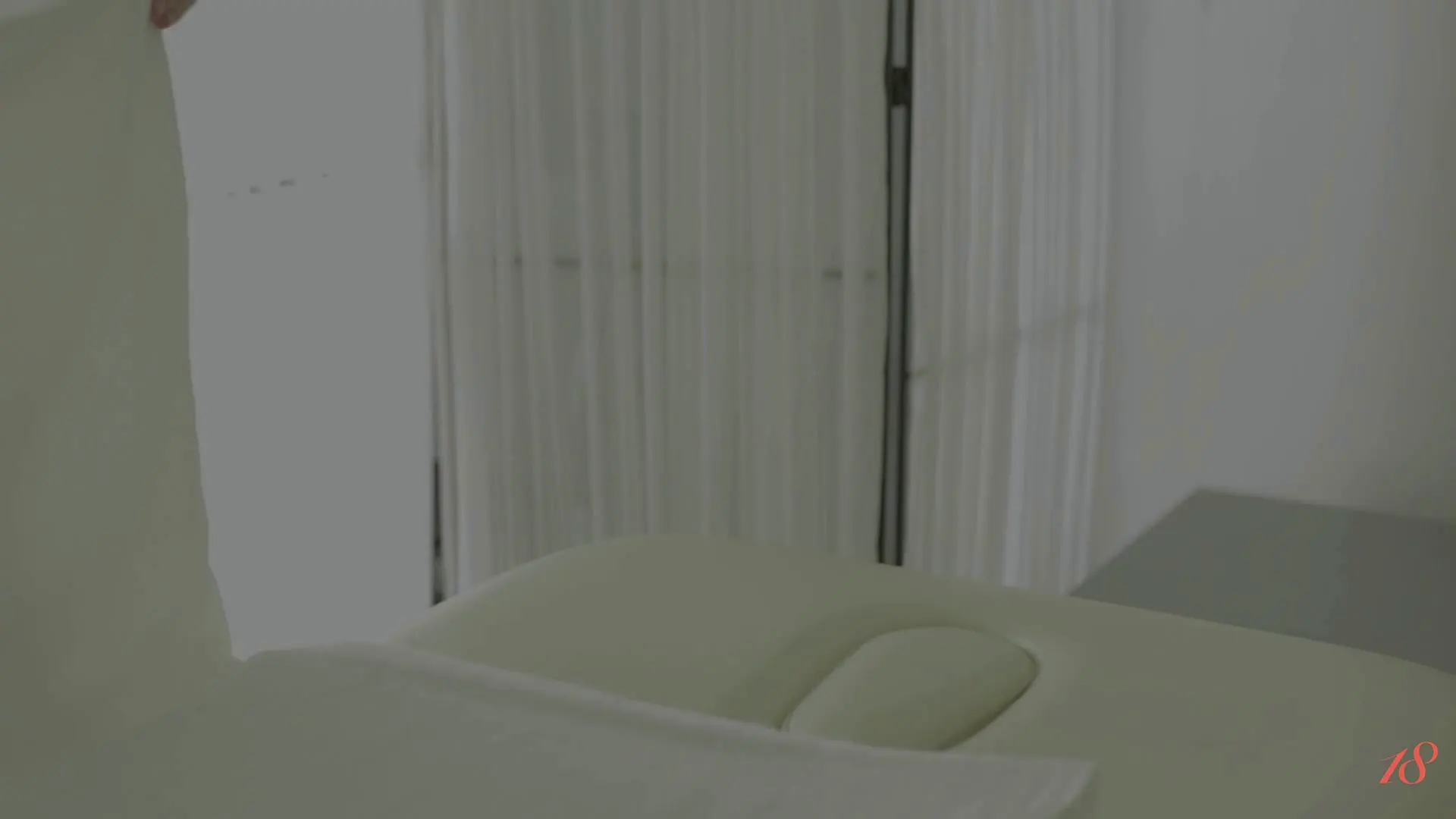 Moment at 00:20 in Beauty gets Spooned by her Masseur on the Massage Table